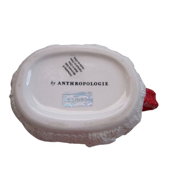 Anthropologie Christmas Cable Knit  Ceramic Stocking Boot Mug Red White EUC - Picture 13 of 14